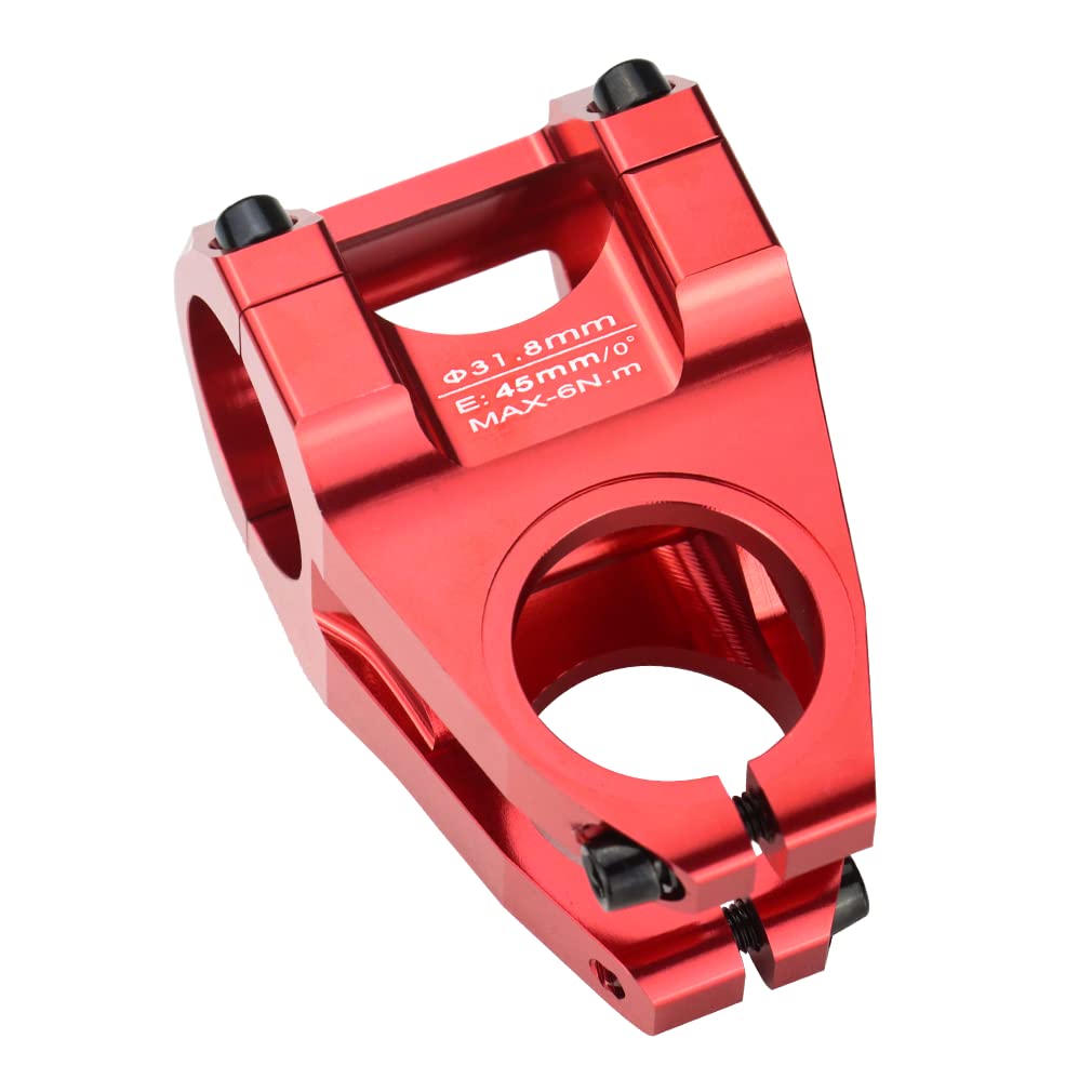 Cysky 31.8 Mtb Stem - 45Mm Riser Handlebar Short Stem For Most Road, Mtb, Bmx Bikes (Red)