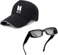 Selloria Cotton Cap And Sunglass Black For Unisex Outdoor And All Activities |Free Size With Adjustable Metal Buckle |Sun Protec