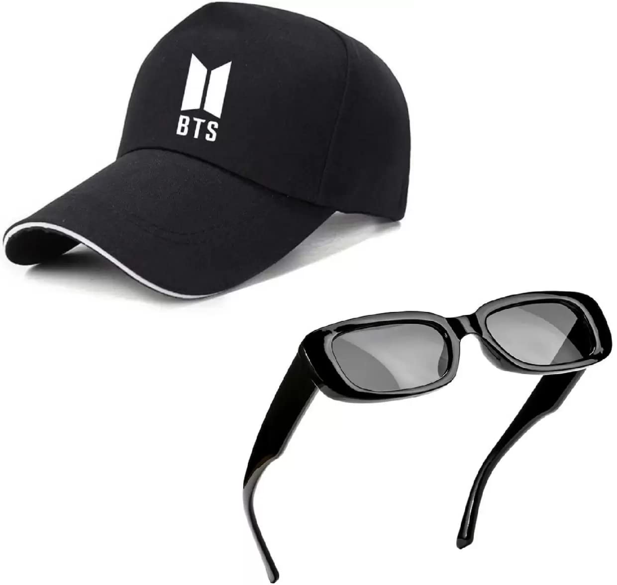Selloria Cotton Cap And Sunglass Black For Unisex Outdoor And All Activities |Free Size With Adjustable Metal Buckle |Sun Protec