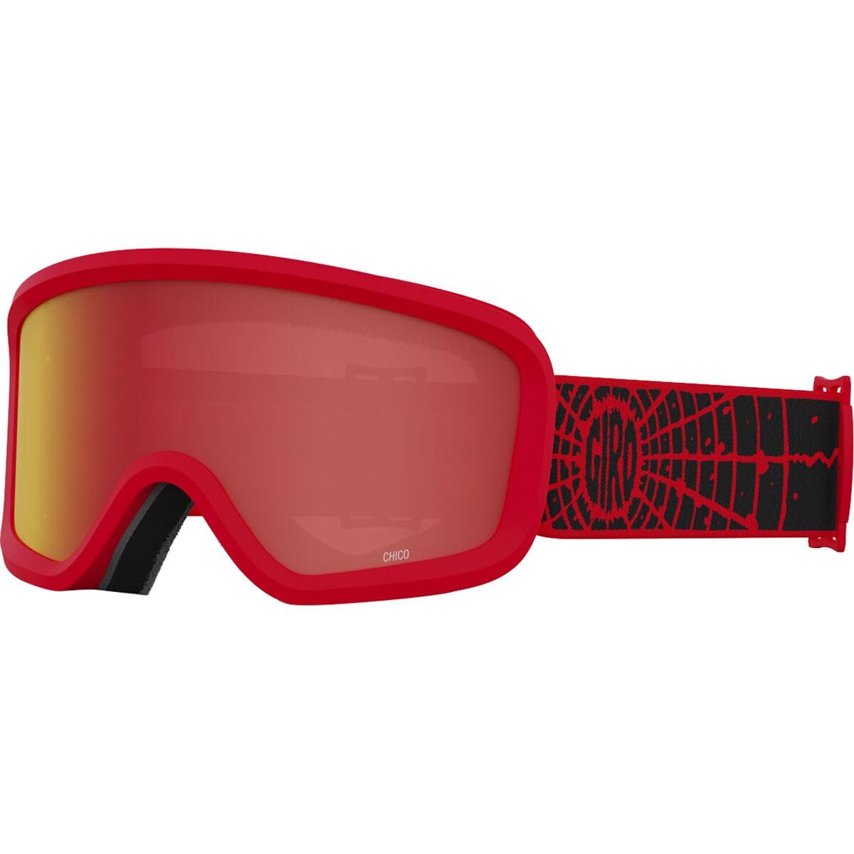 Giro Chico 2.0 Toddler Ski Goggles - Snowboard Goggles for Kids, Boys & Girls 2-4 - Red Solar Flair Strap w/Amber Rose Lens