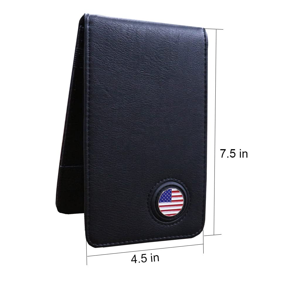 Pinmei Golf Leather Scorecard Holder Cover Yardage Book Cover With American Flag Golf Ball Marker And A Free Pencil 4.33 ? 7.48