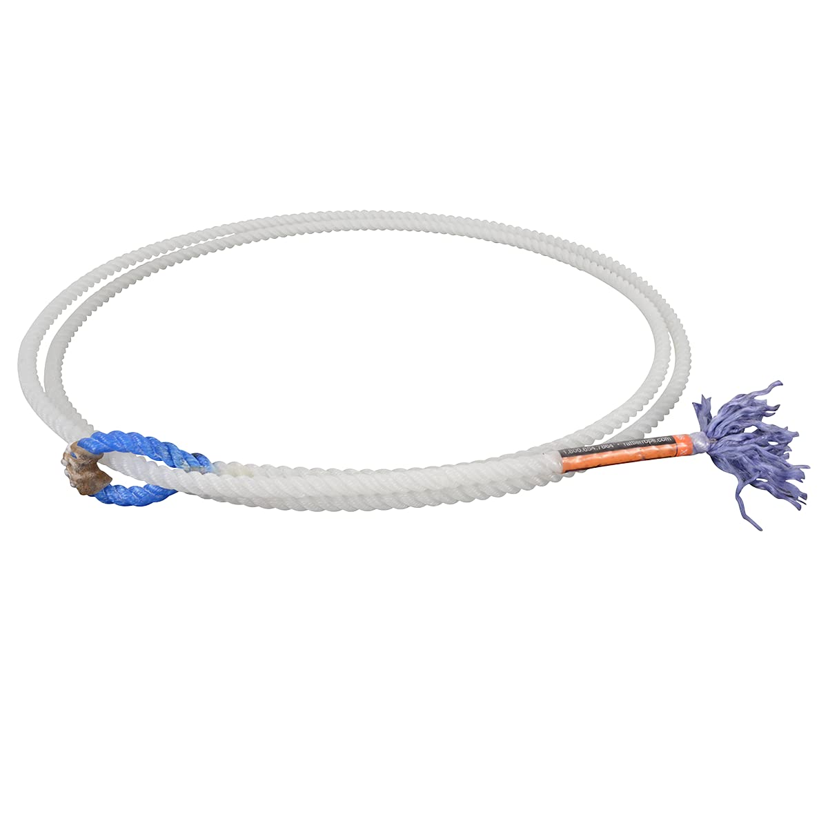 Rattler Rope Racer Calf Piggin String, Blue Eye 1/4-inch, White, Medium