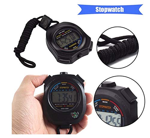 2 Pack Multi-Function Electronic Digital Sport Stopwatch Timer, Large Display With Date Time And Alarm Function,Suitable For Spo