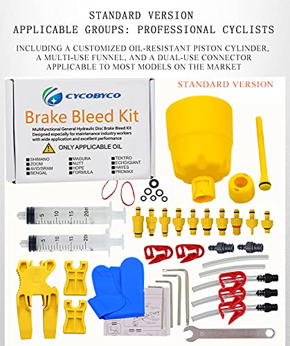 Cycobyco Brake Bleed Kit,Bicycle Hydraulic Disc Brake Mineral Oil Bleed Kit For Shimano,Sram,Avid,Magura,Tektro,Hayes (Standard)