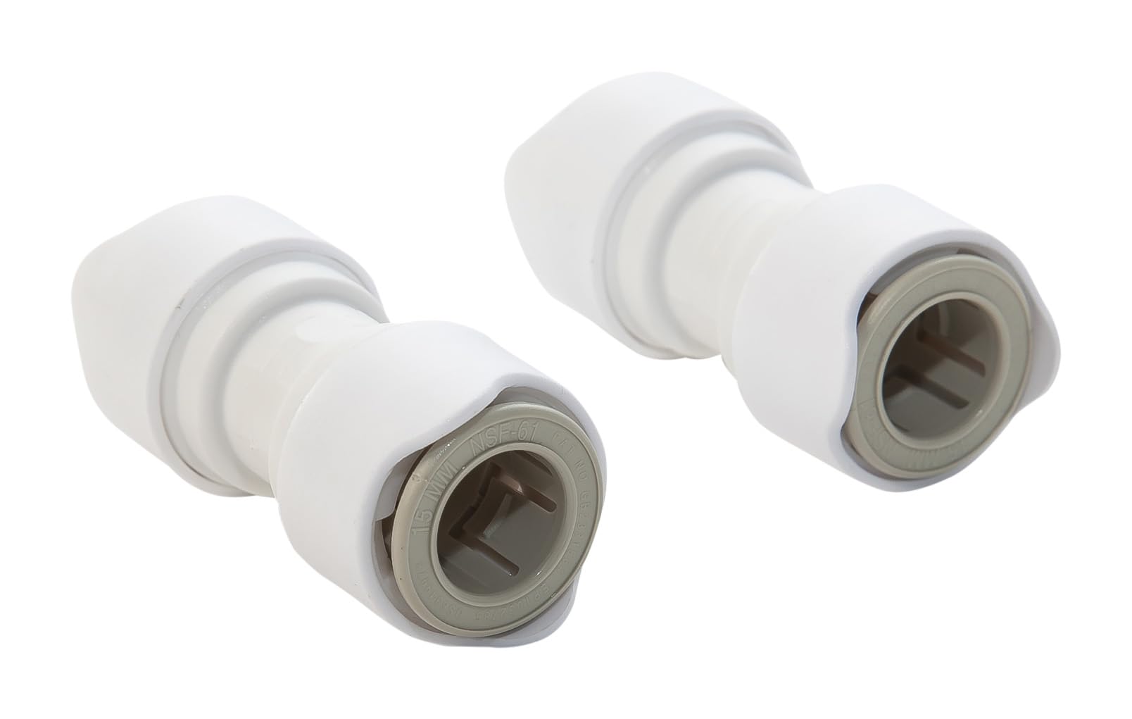 Whale Quick Connect (Push-Fit) Plumbing Fitting - Equal Straight Adapter 15mm-15mm, Pack Size 1 x 2, Double-Gripper Design, for 