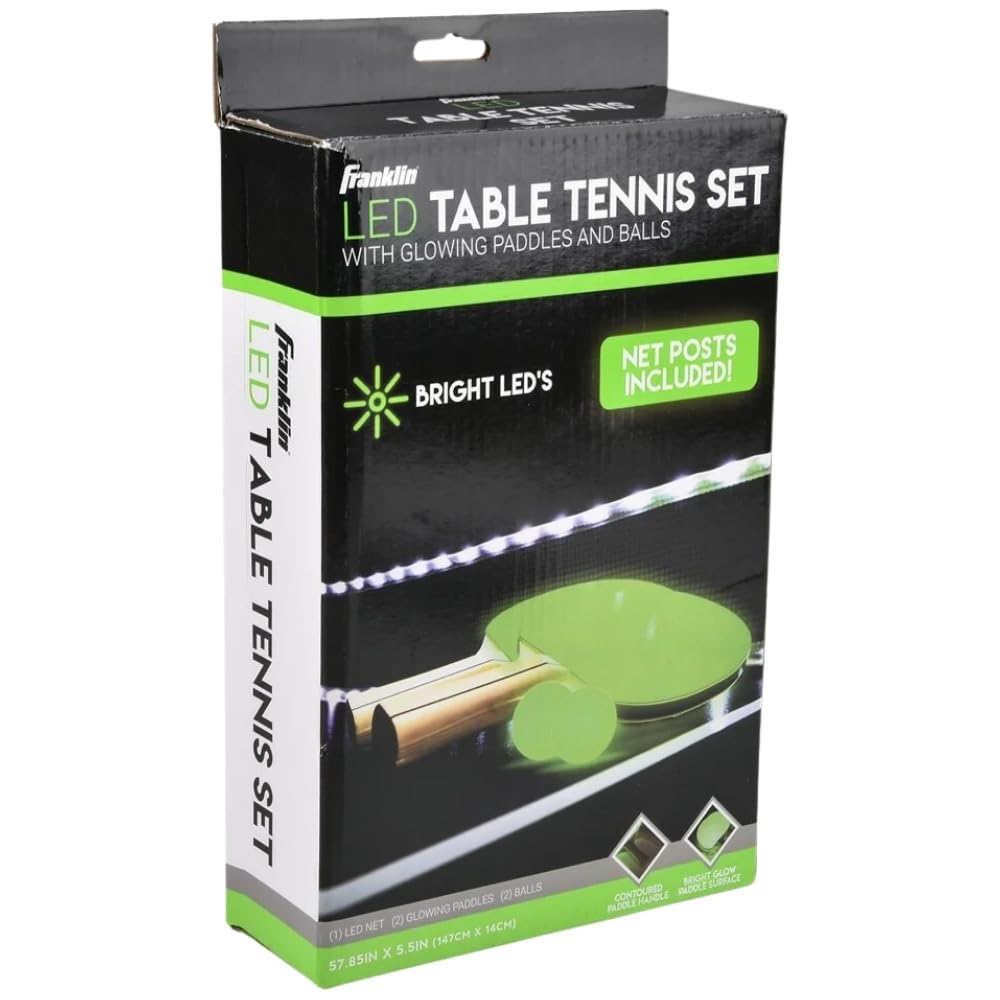 Franklin Sports Led Table Tennis Net And Glowing Paddles And Balls Oval, Black, One Size