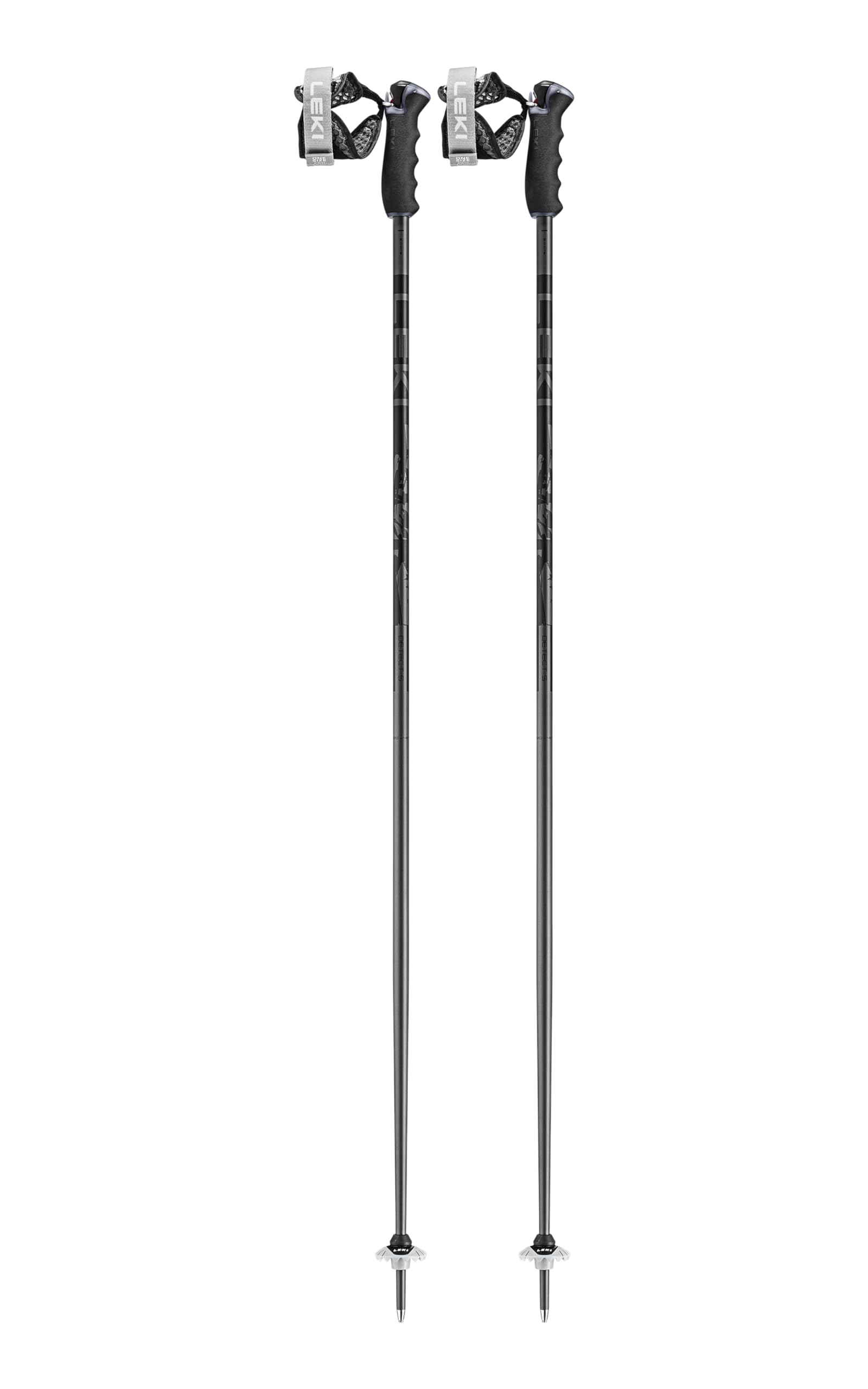 LEKI Detect S Lightweight Aluminum Ski Poles for Alpine Skiing - Dark Anthracite-Black - 115 cm