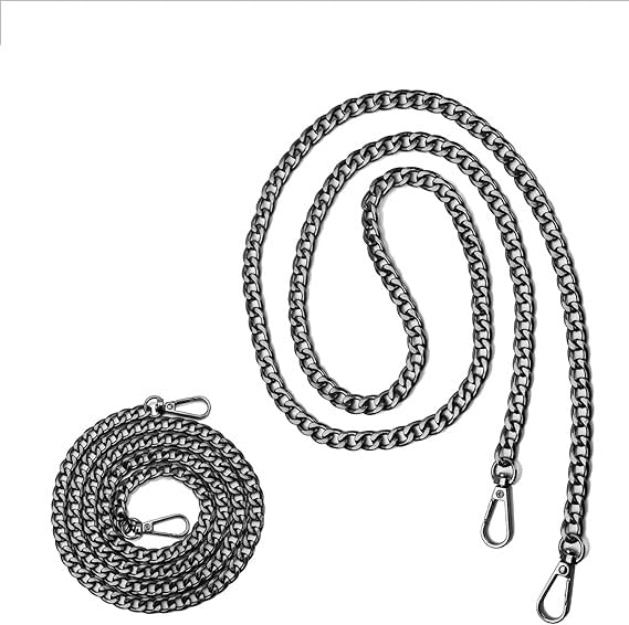 Akmi  Metal Bag Chain Black, 100 Cm Purse Chain Straps, Handbags Replacement Chain Strap With Buckles, Metal Strap For Women Di