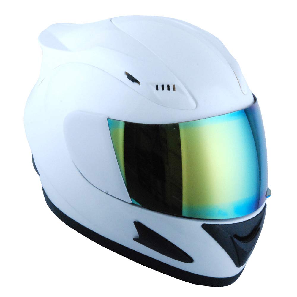 1Storm Motorcycle Bike Full Face Helmet Mechanic  Motorcycle Bluetooth Headset: Glossy White