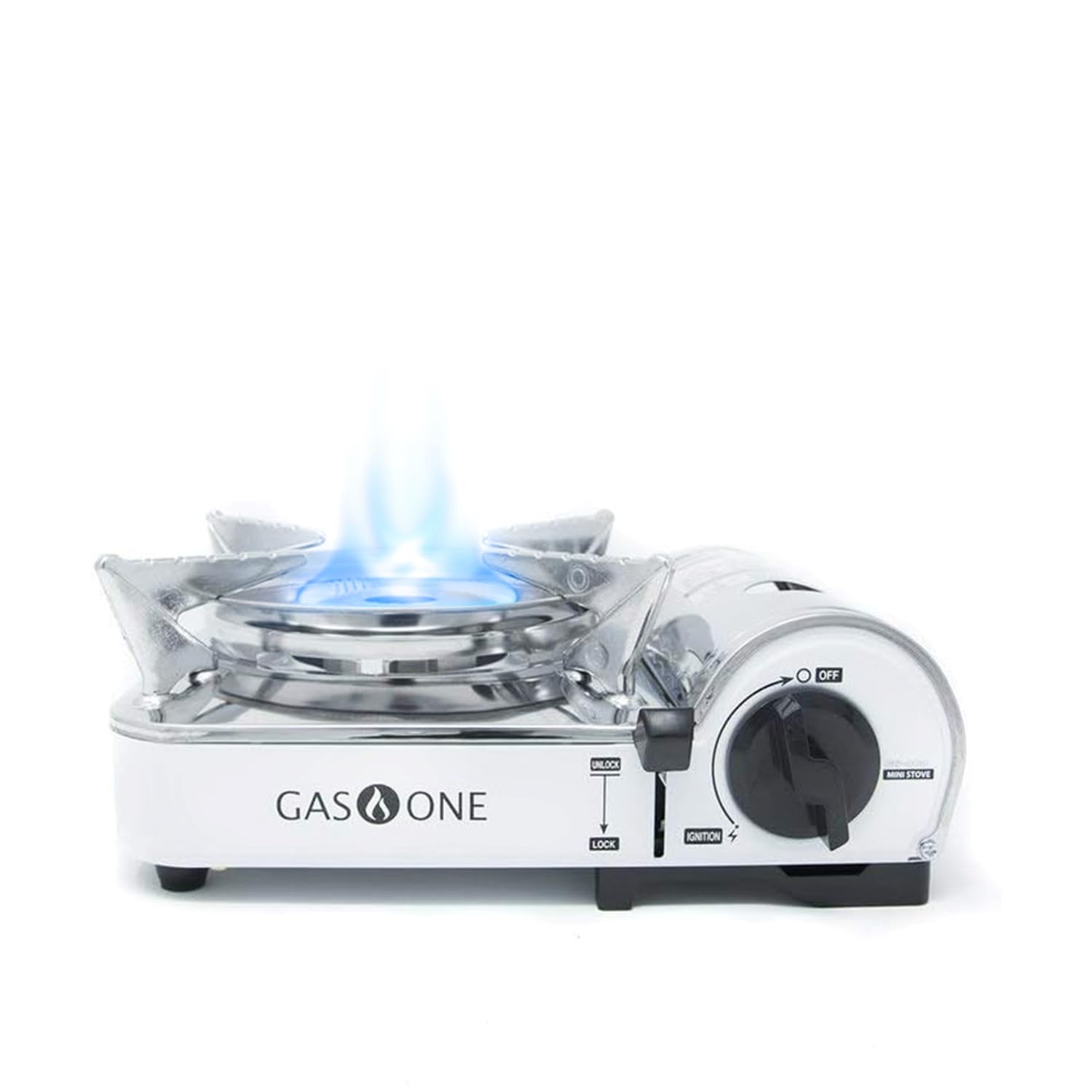 Gasone Gs-800 Emergency Gear Camping Mini Butane Portable Gas Stove With Carrying Case, Stainless Steel, White