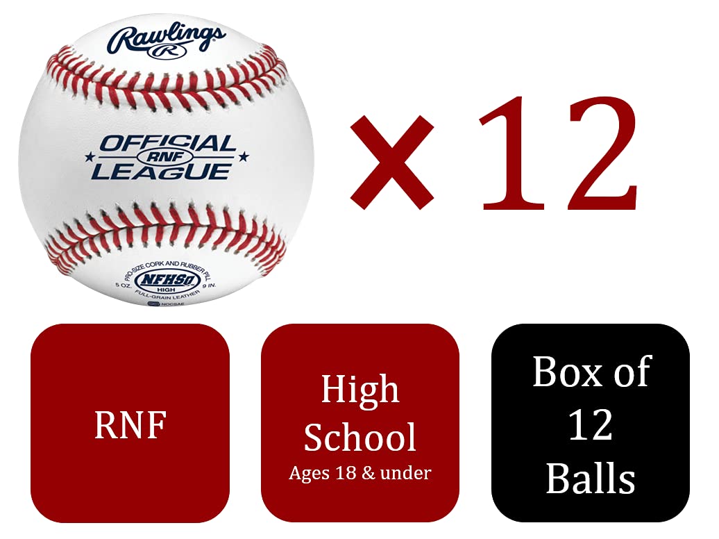 Rawlings | Nfhs Nocsae High School Game Baseballs | Rnf | Game/Practice Use | 12 Count