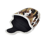 Gooaction Golf Mallet Putter Head Cover Magnetic Closure Design Brown Camouflage Creative Pattern Golf Club Putter Headcover