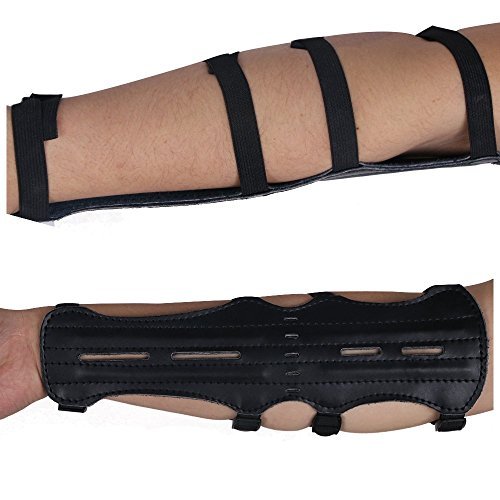 Toparchery 12'' Ultra Light Weight Leather Arm Guard Adjustable 4 Strap For Archery 1Pk