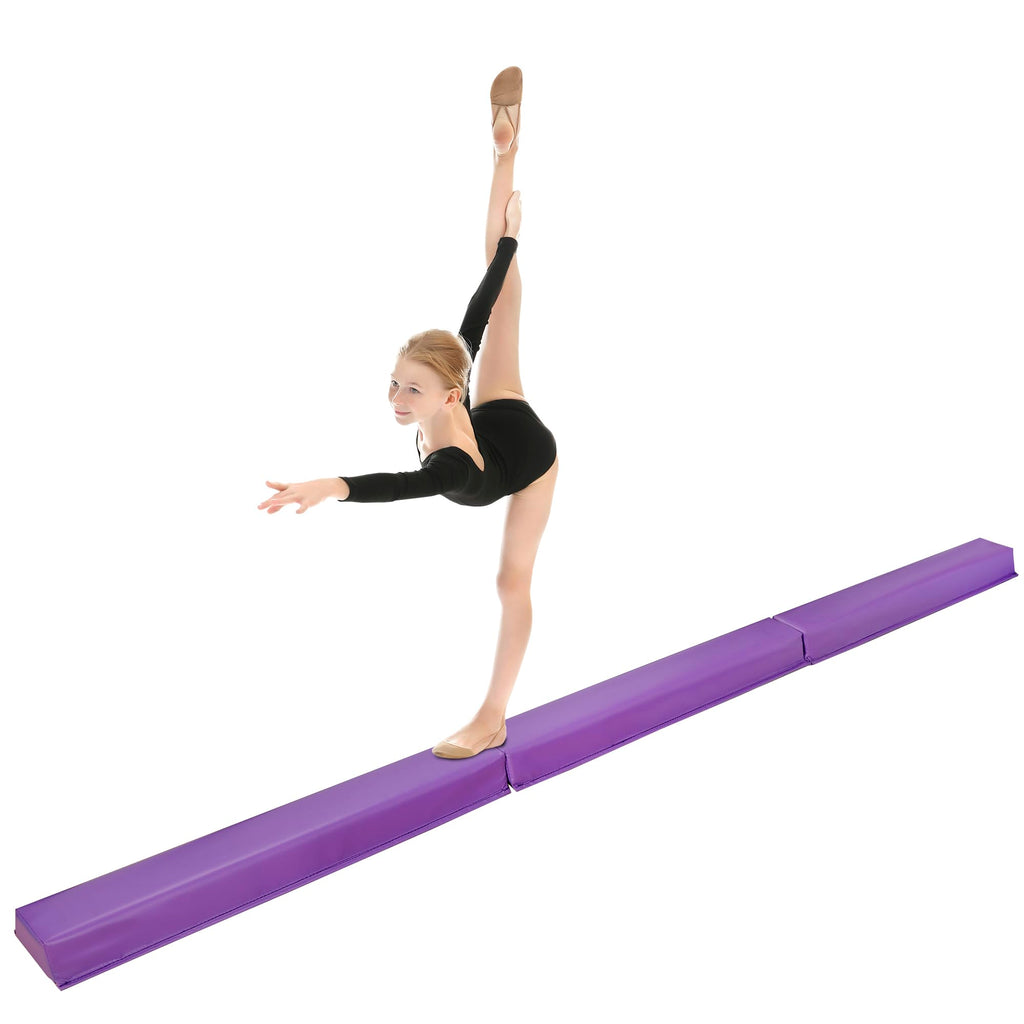 Zeny 9Ft Folding Gymnastics Balance Beam Low Floor Balance Beam Bar With Anti-Slip Base Extra Firm Foam Walking Beams Home Balan