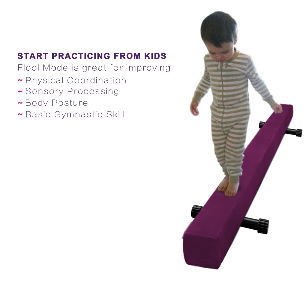Glant 7.2Ft Ultrasimple Adjustable&Foldable Balance Beam,High-Low Floor Beam Suede Gymnastics Equipment,No Tool Require, Gymnast