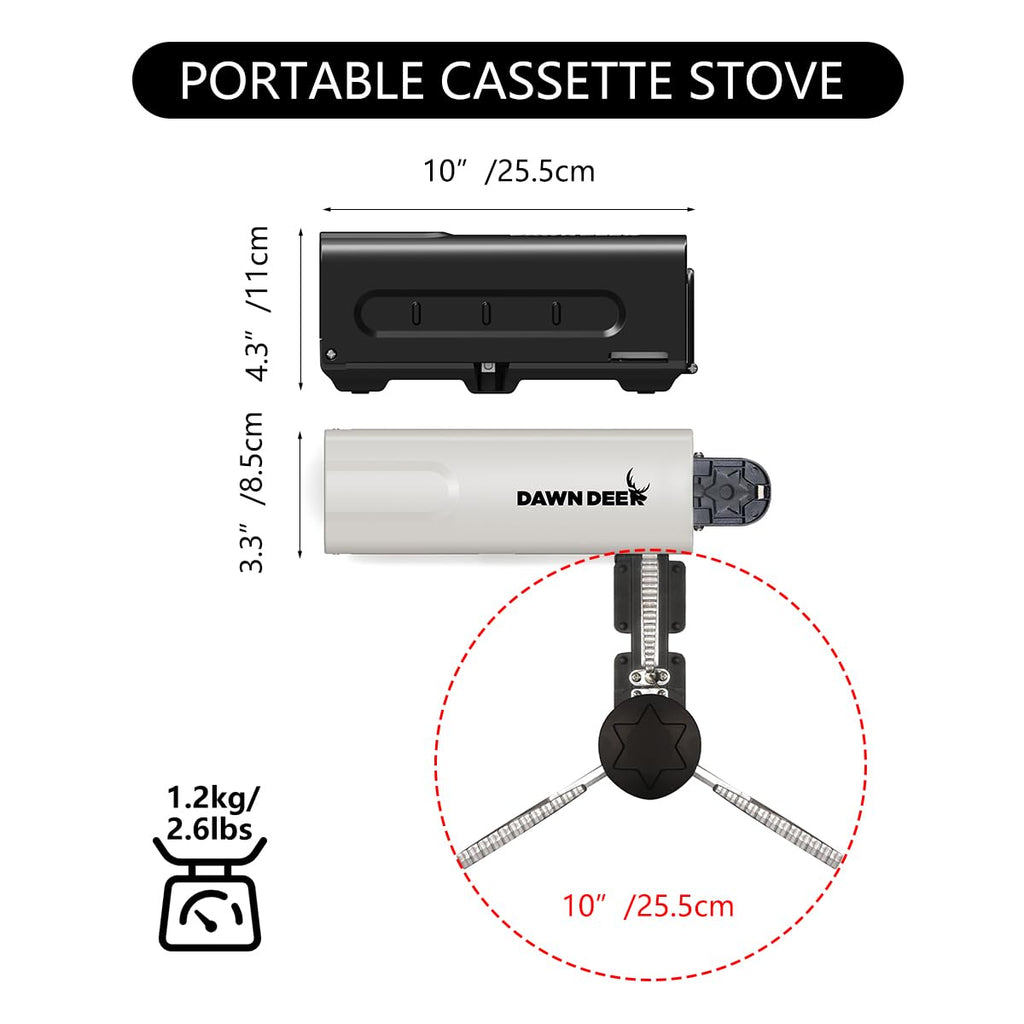 Dawn Deer Portable Cassette Stove With Delicate Storage Bag, Foldable Camp Stove Compact Camping Stove, 2200W Folding Butane Gas