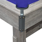Hathaway Logan 7-Ft Pool Table Combo Set With Benches - Rustic Gray With Blue Felt, Barnwood
