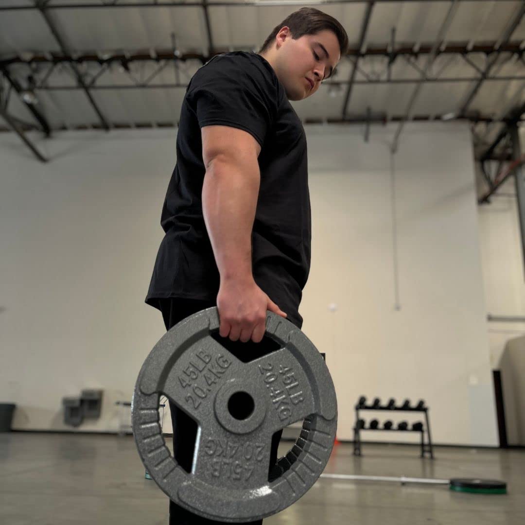 Hulkfit 1-Inch Iron Plate For Strength Training, Weightlifting, Single (35 Pounds), Silver