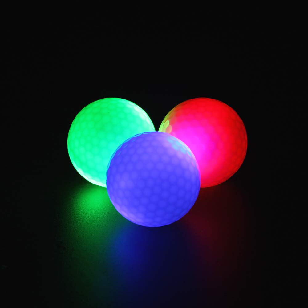 ILYSPORT LED Light up Golf Balls, Glow in The Dark Night Glow Golf Balls (Mixed 3 Colors)