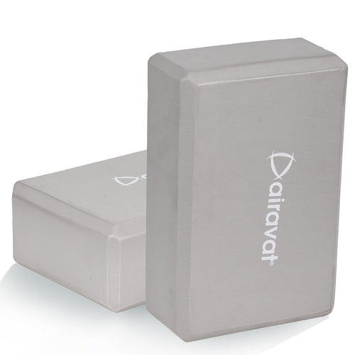 Airavat Yoga Block, High Density Eva Grey Foam Blocks For Yoga, Pilates, Yoga Brick Meditation, Aid Balance, Support And Deepen