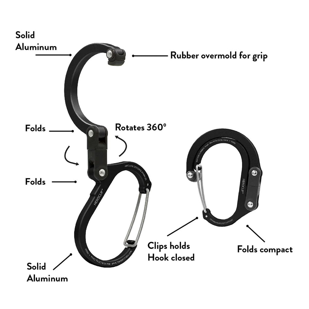Gear Aid Heroclip Carabiner Gear Clip And Hook (Large, Medium, Small, Mini) For Camping, Backpack, Suitcases, Purse And Garage O