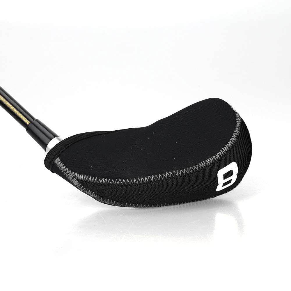 11Pcs/Set Neoprene Iron Headcover Set With Large No. For All Brands Callaway,Ping,Taylormade,Cobra Etc. (Black)