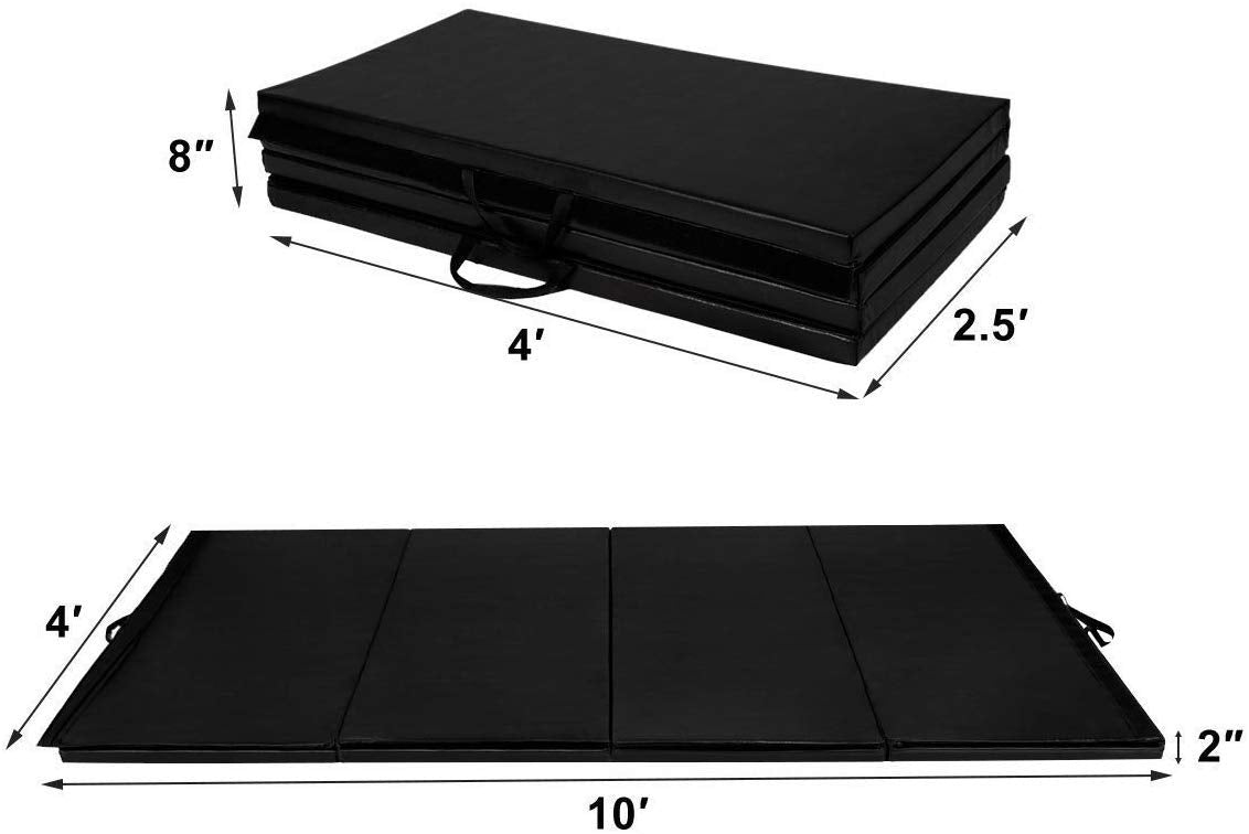 Goflame Gymnastics Mat Folding 4X10X2, Thick Exercise Mat With Carrying Handles, Gym Fitness Aerobics Mat For Yoga, Tumbling, Gy