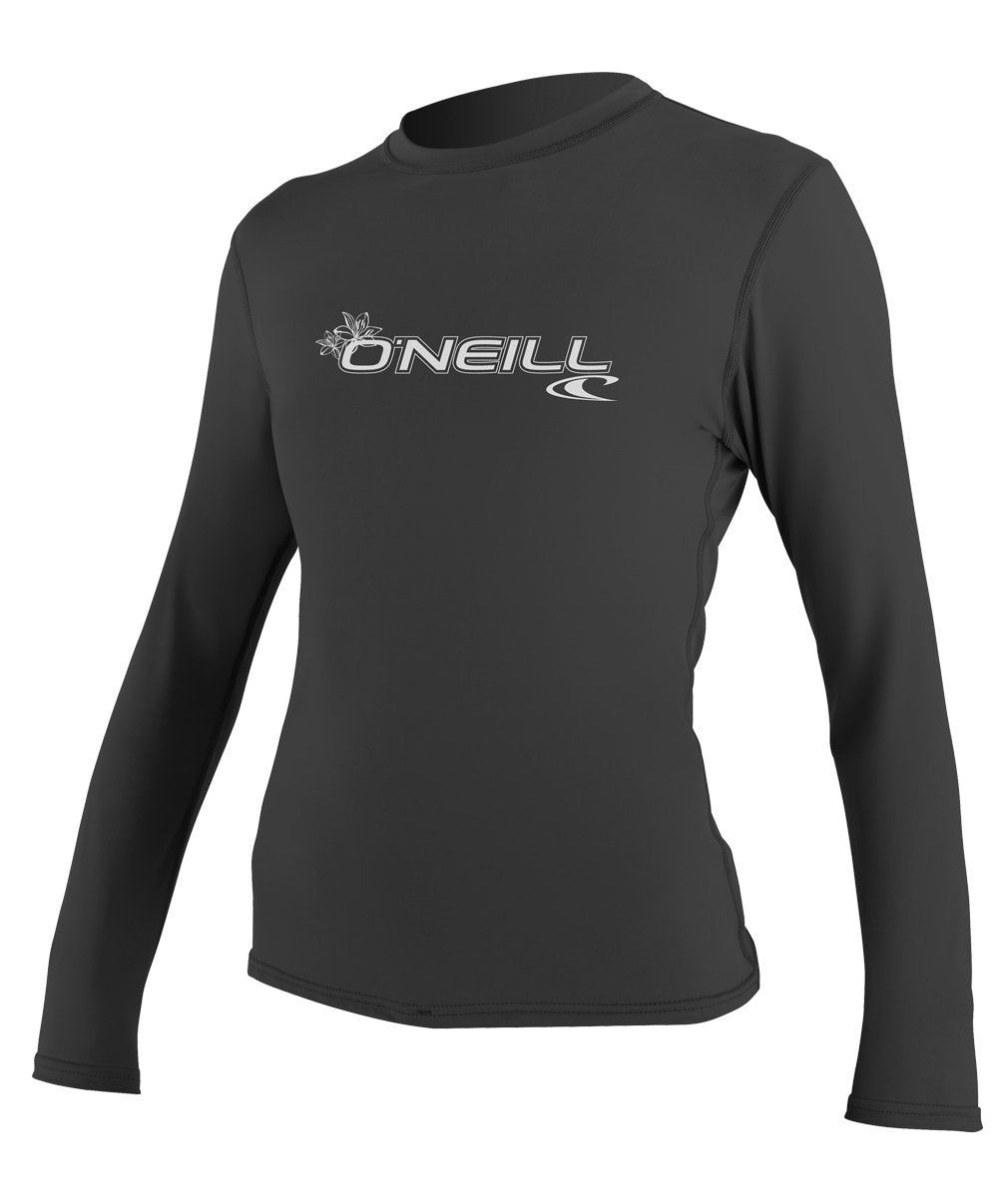 ONEILL Womens Basic Skins Upf 50+ Long Sleeve Sun Shirt Rash Guards, Black, Large US