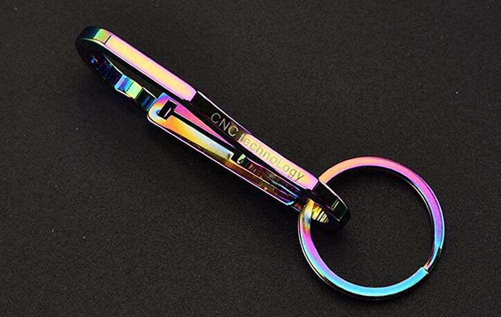 2 Pack Carabiner Clip Retractable Ring Set Titanium Keychain Quick Release Hooks For Men Women