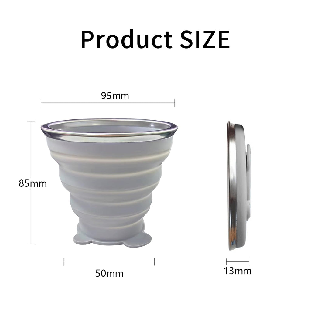Nintora-C 2 Pcs Collapsible Cup, Silicone Collapsible Travel Cups, Expandable Folding Camping Drinking-Cup With Lids Reusable Sm