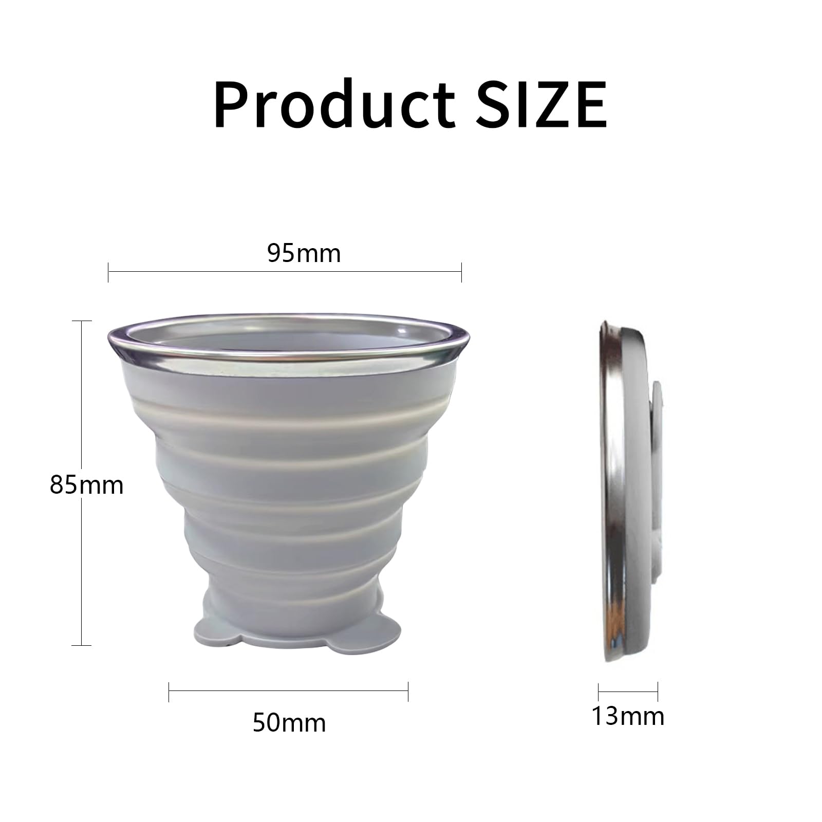 Nintora-C 2 Pcs Collapsible Cup, Silicone Collapsible Travel Cups, Expandable Folding Camping Drinking-Cup With Lids Reusable Sm