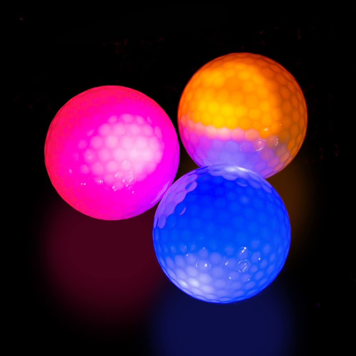 THIODOON Glow in The Dark Golf Balls Light up Led Golf Balls Night Golf Gift Sets for Men Kids Women 3 Pack Upgraded Timer Reset