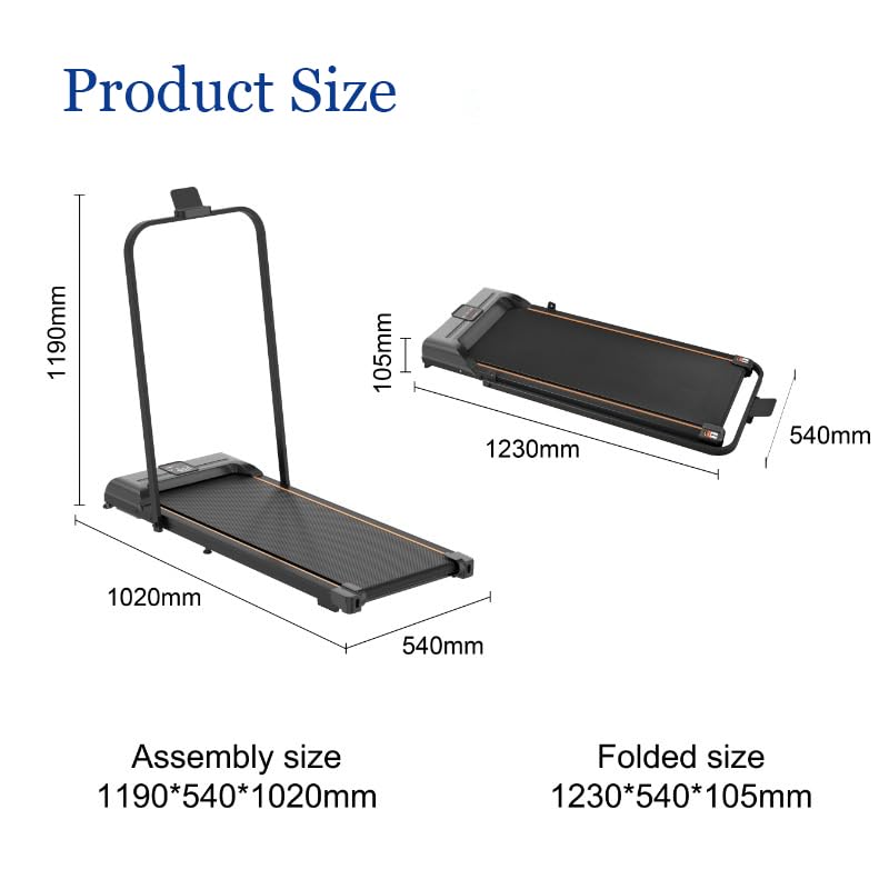 Walking Pad Treadmill With Foldable Handle Bar - Under Desk Treadmill For Home & Office | Remote Control, Bluetooth Speaker, Led