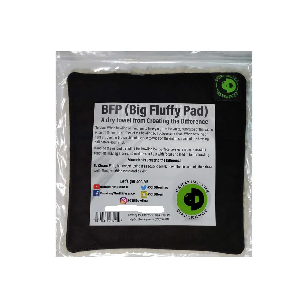 Creating The Difference Bfp (Big Fluffy Pad)  Washable Microfiber Bowling Ball Shammy Towel  Wipes Away Dirt & Oil