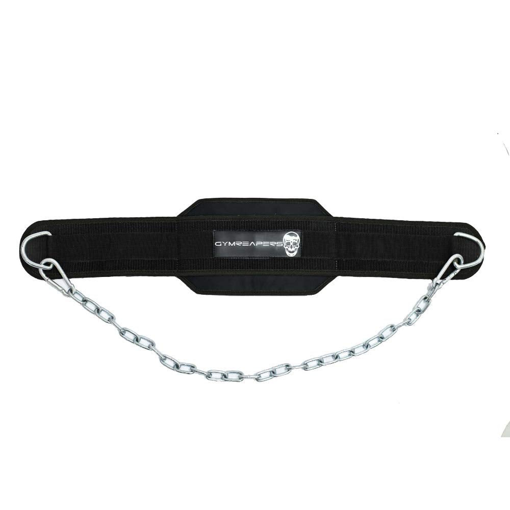 Gymreapers Dip Belt With Chain For Weightlifting, Pull Ups, Dips - Heavy Duty Steel Chain For Added Weight Training (Black)