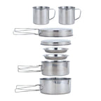 Begrit Backpacking Camping Cookware Mini Picnic Camping Cooking Mess Kit With Pot And Pan Set For Hiking 8Pcs Set