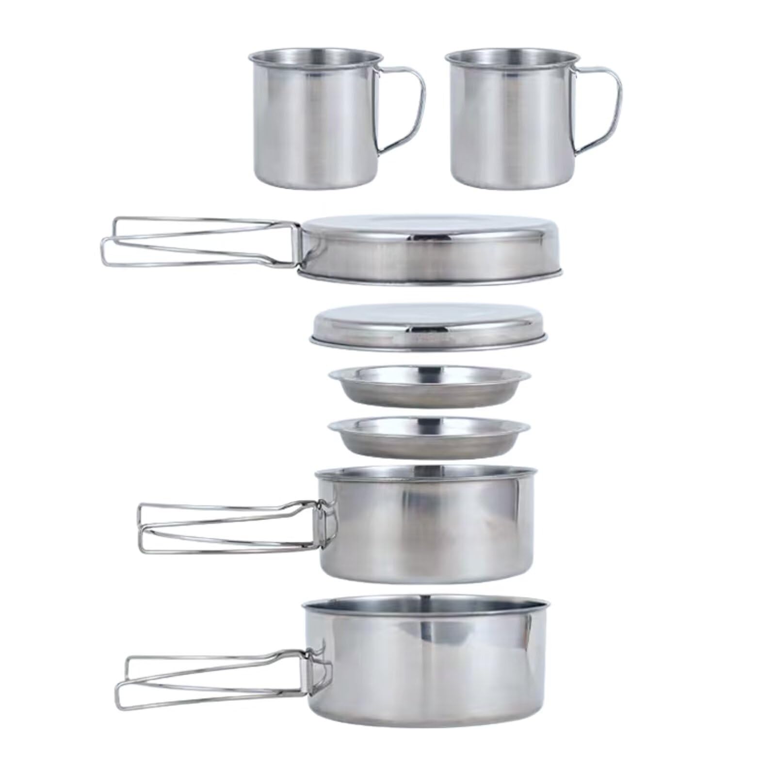 Begrit Backpacking Camping Cookware Mini Picnic Camping Cooking Mess Kit With Pot And Pan Set For Hiking 8Pcs Set
