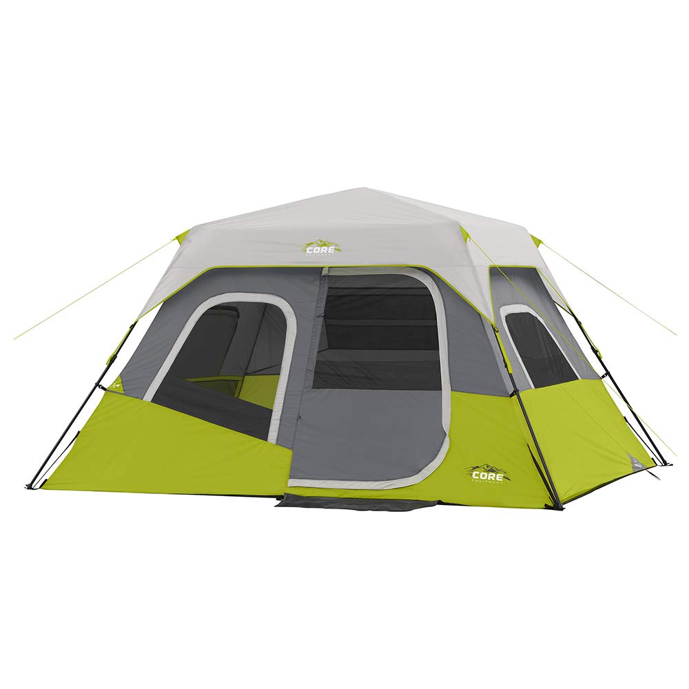 CORE 6 Person Instant Cabin Tent  Portable Large Pop Up Tent with Easy 60 Second Camp Setup for Family Camping  Included Hanging