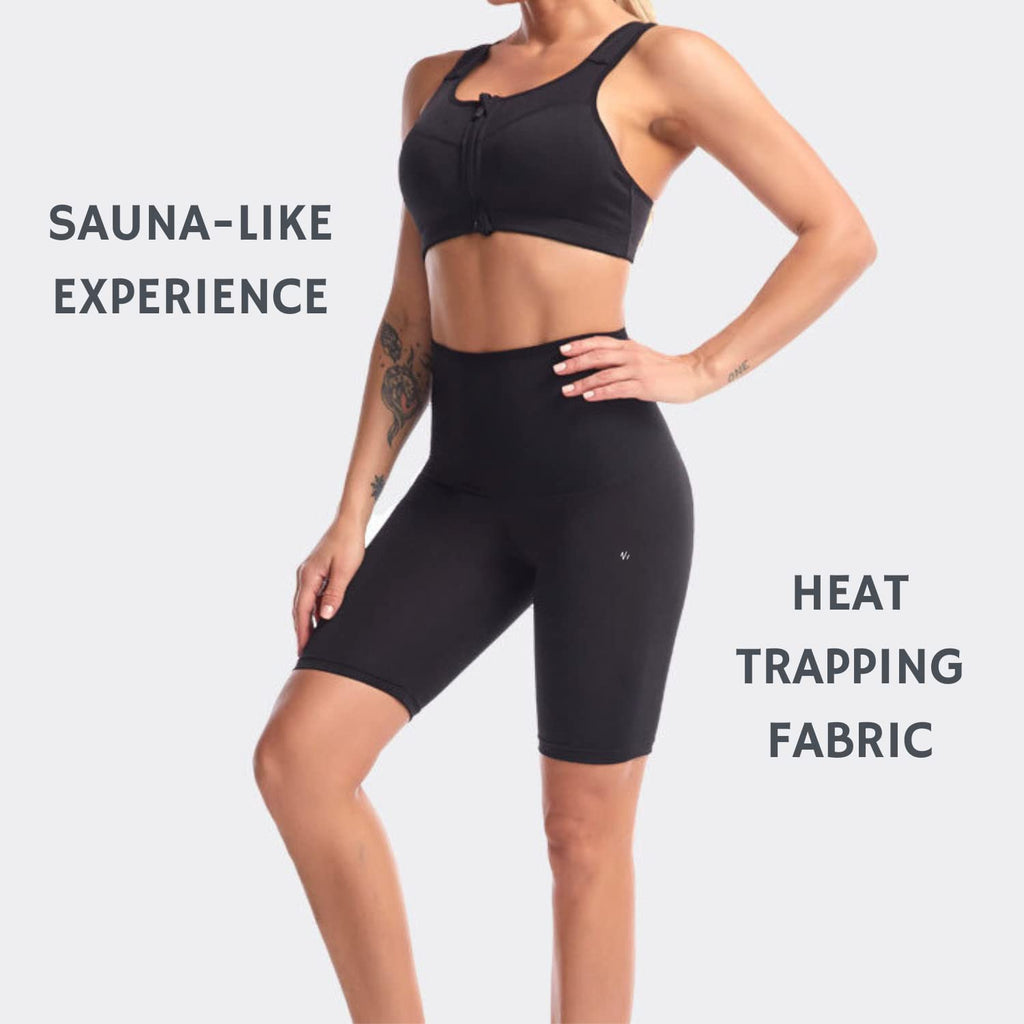 Sauna Sweat Suit Weight Loss Shapewear Shorts Pockets Waist Trainer Body Shaper Sweatsuit Exercise Fitness Gym Women Girls