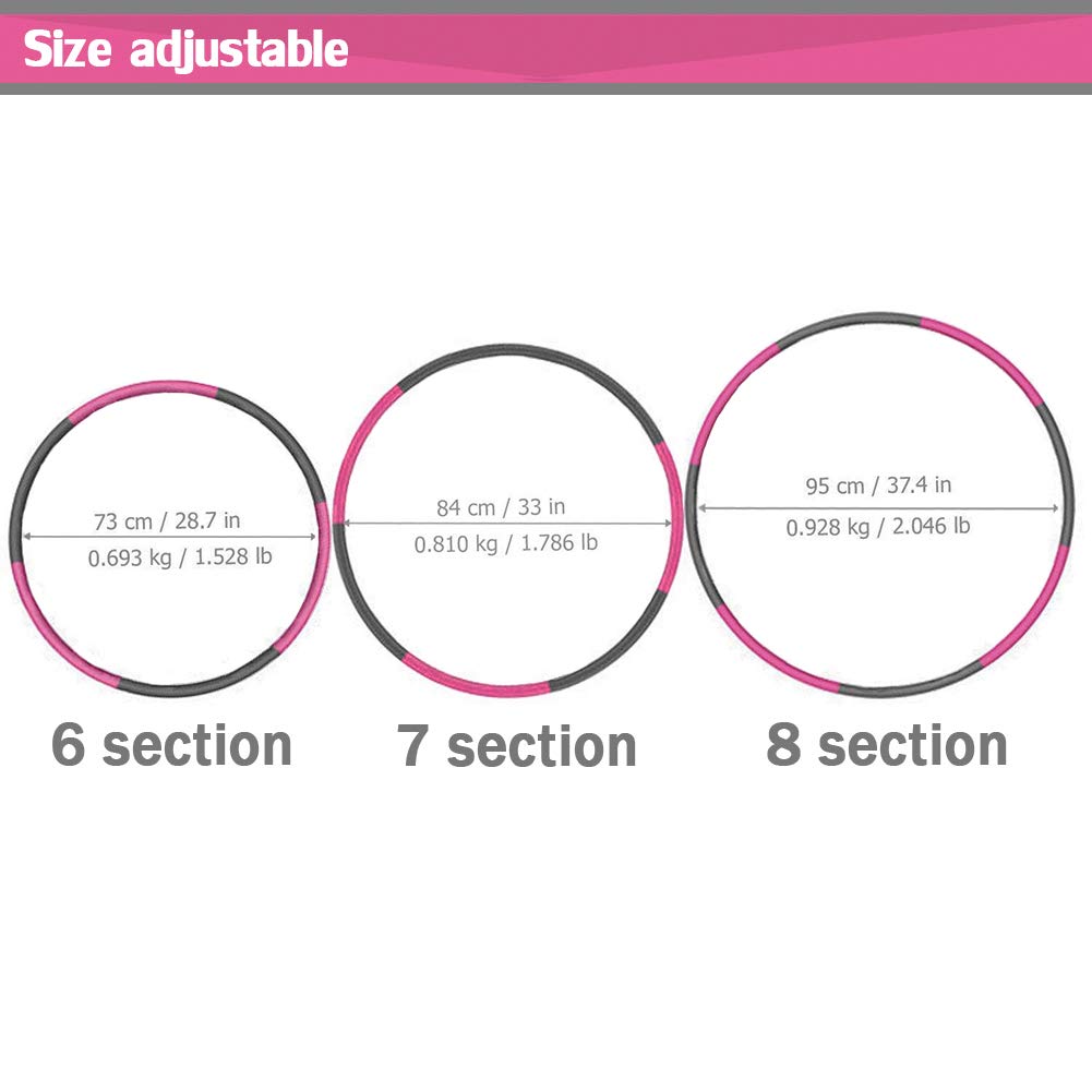 Auoxer Fitness Exercise Weighted Hoop, Detachable And Size Adjustable Design, Lose Weight Fast By Fun Way, Fat Burning Healthy M