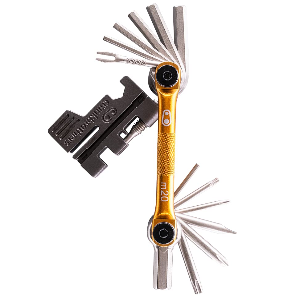 Crankbrothers Multi Tool M 20 Bike Tool - Mtb Multi-Tool Gold - 20 Bicycle Tools(20 In 1 Tool), Ergonomic And Lightweight