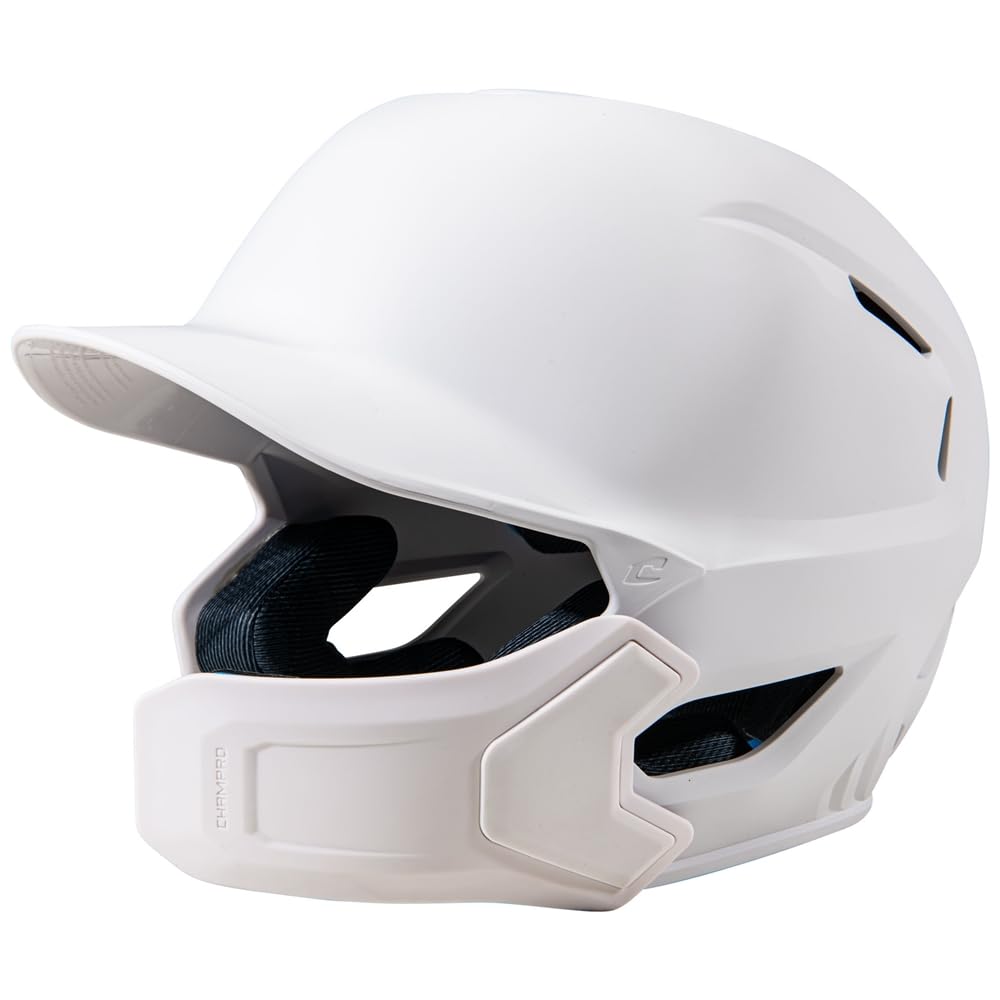 Champro HXE Matte Baseball Batting Helmet with Jaw Guard, X-Large, White