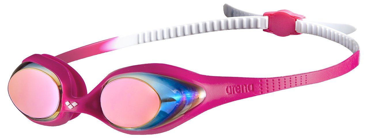 Arena Unisex Spider Junior Youth Swim Goggles For Boys And Girls, White  Pink  Fuchsia, Mirror Lens