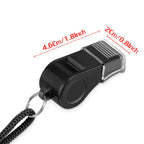 Hipat Whistle, 2 Packs Sports Whistles With Lanyard & Mouth Grip, Loud Crisp Sound, Black Plastic Whistles