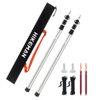 Hikeman Set Of 2 Tarp Poles Adjustable Aluminum Telescoping Tarp Poles, Lightweight Canopy Poles Portable Tent Poles For Outdoor