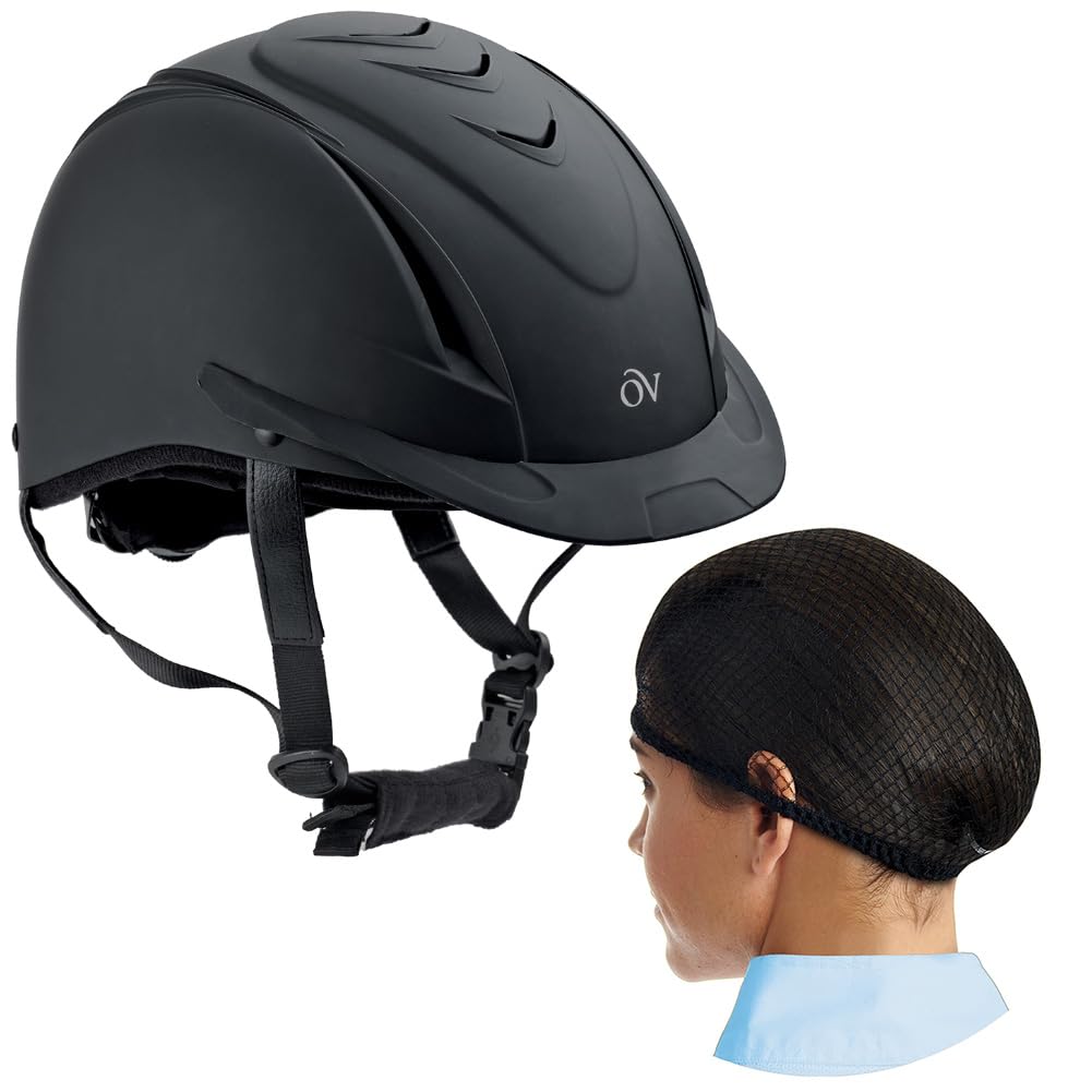 Ovation Deluxe Schooler Black-Blk Vents Xxs/Xs Helmet With Deluxe Pk/2 Black One Size Hair Net