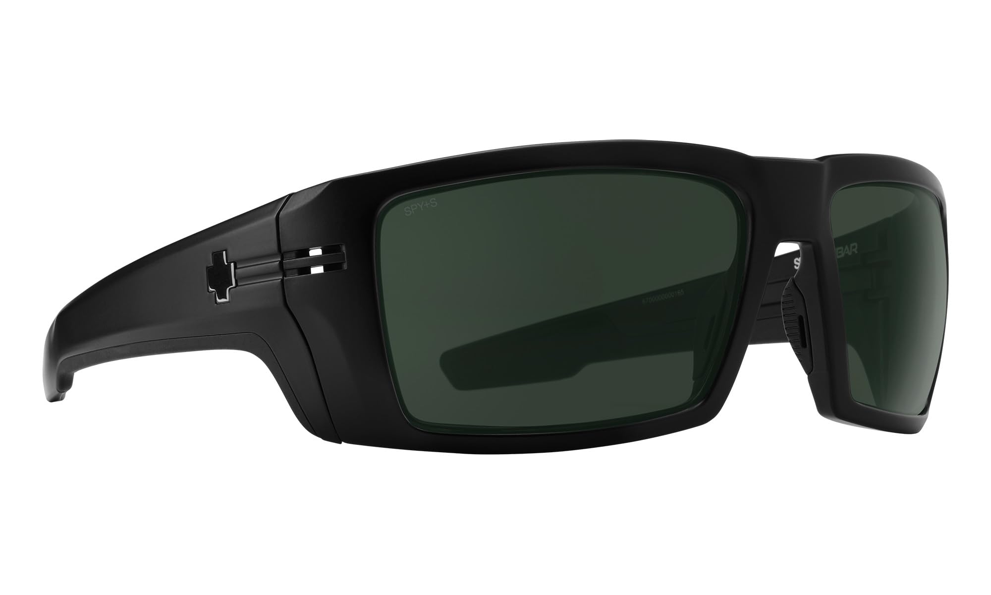 Spy Optic Rebar ANSI, Rectangular Wrap Sunglasses, Color and Contrast Enhancing Lenses, Matte Black - Happy Gray Green Lenses