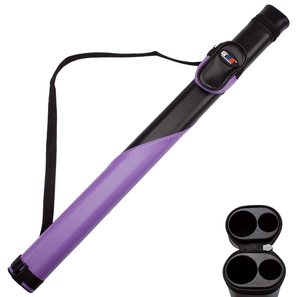Gse Billiard Cue Cases, 1X1 Deluxe Hard Billiard Pool Cue Stick Carrying Case, Pool Billiards Accessories (Black/Purple)