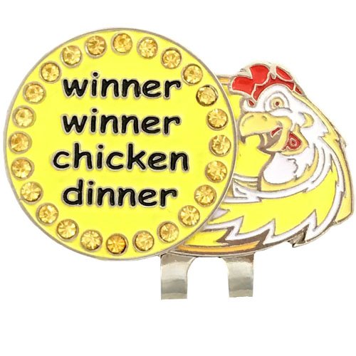 Giggle Golf Bling Winner Winner Golf Ball Marker With A Chicken Hat Clip