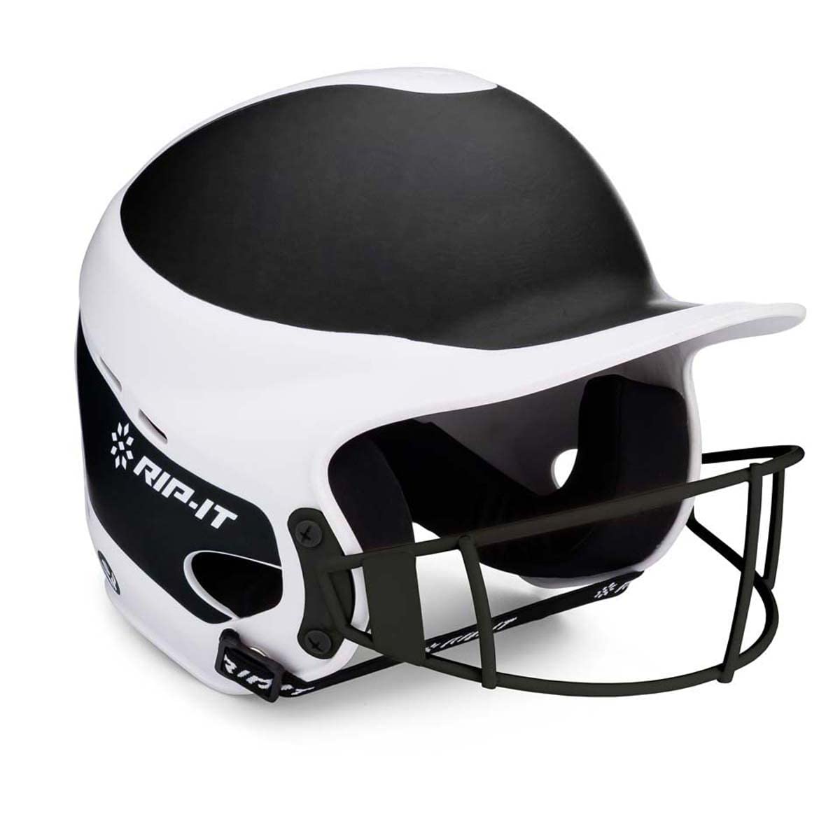 RIP-IT | Vision Pro Softball Batting Helmet with Face Mask | Matte | Two-Tone Black S/M | Lightweight Womens Sport Equipment